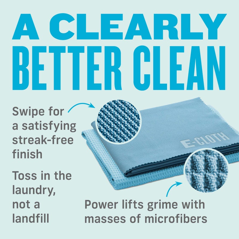 E-Cloth Microfiber Window Cleaning Cloth Kit - Glass Cleaning Cloth for Windows, Mirrors, Cars, Lenses, Eyeglasses, & More, Streak Free Clean, Machine Washable Reusable Towel - Alaskan Blue - Image 5